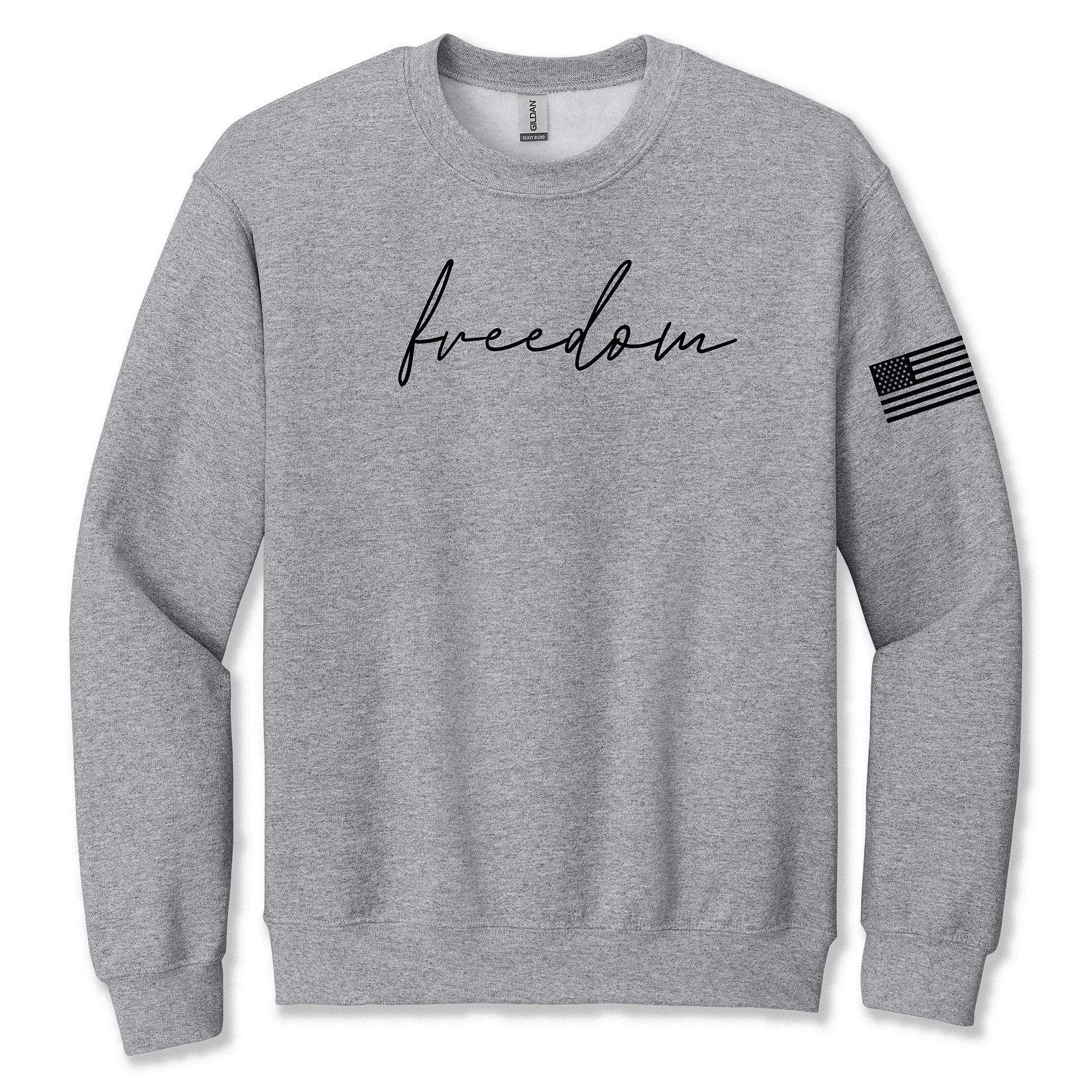 Great American Shirt Company - Freedom Crewneck Sweatshirt in Grey Color, zoomed in