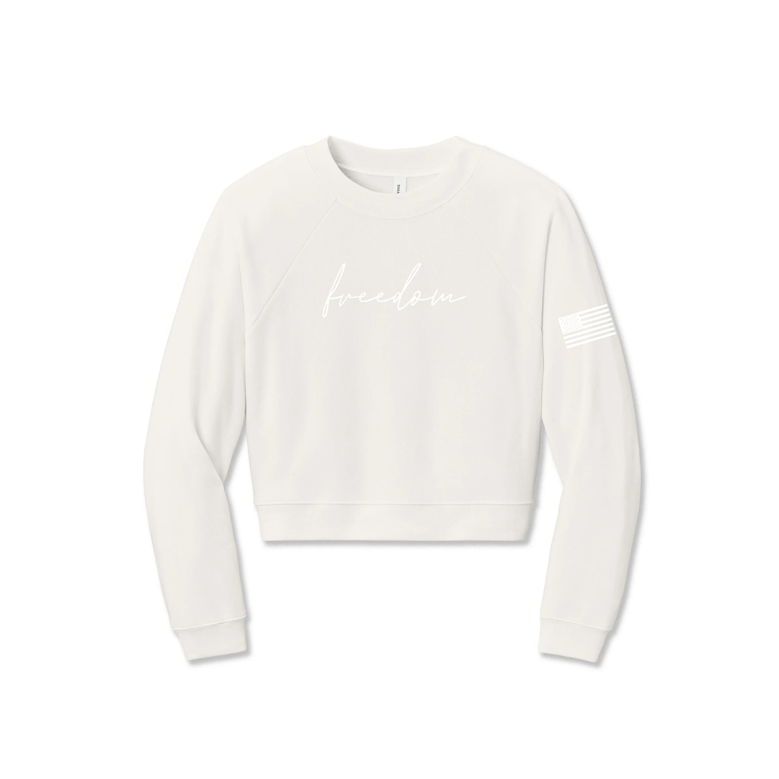 Great American Shirt Company - Freedom Crop Crewneck Sweatshirt in Polar Bear White Color