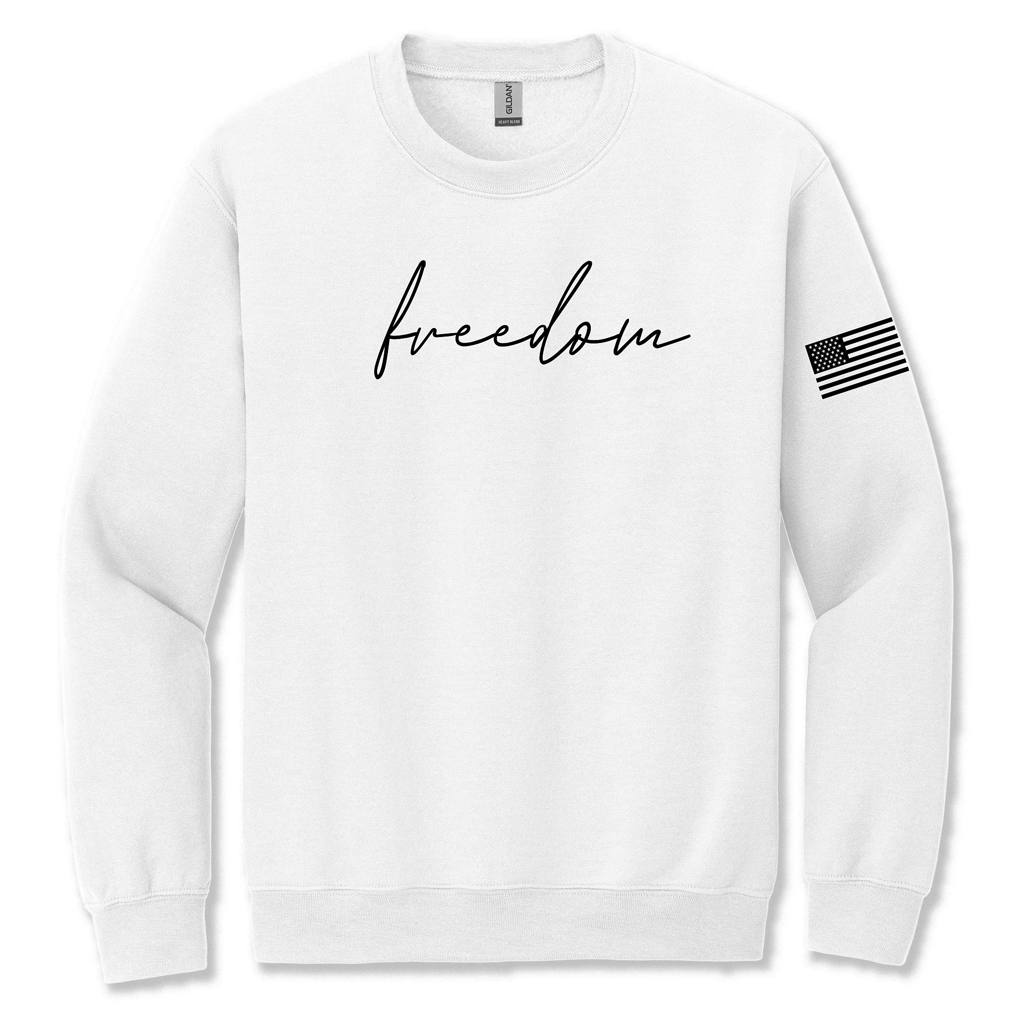 Great American Shirt Company - Freedom Crewneck Sweatshirt in White Color, zoomed in