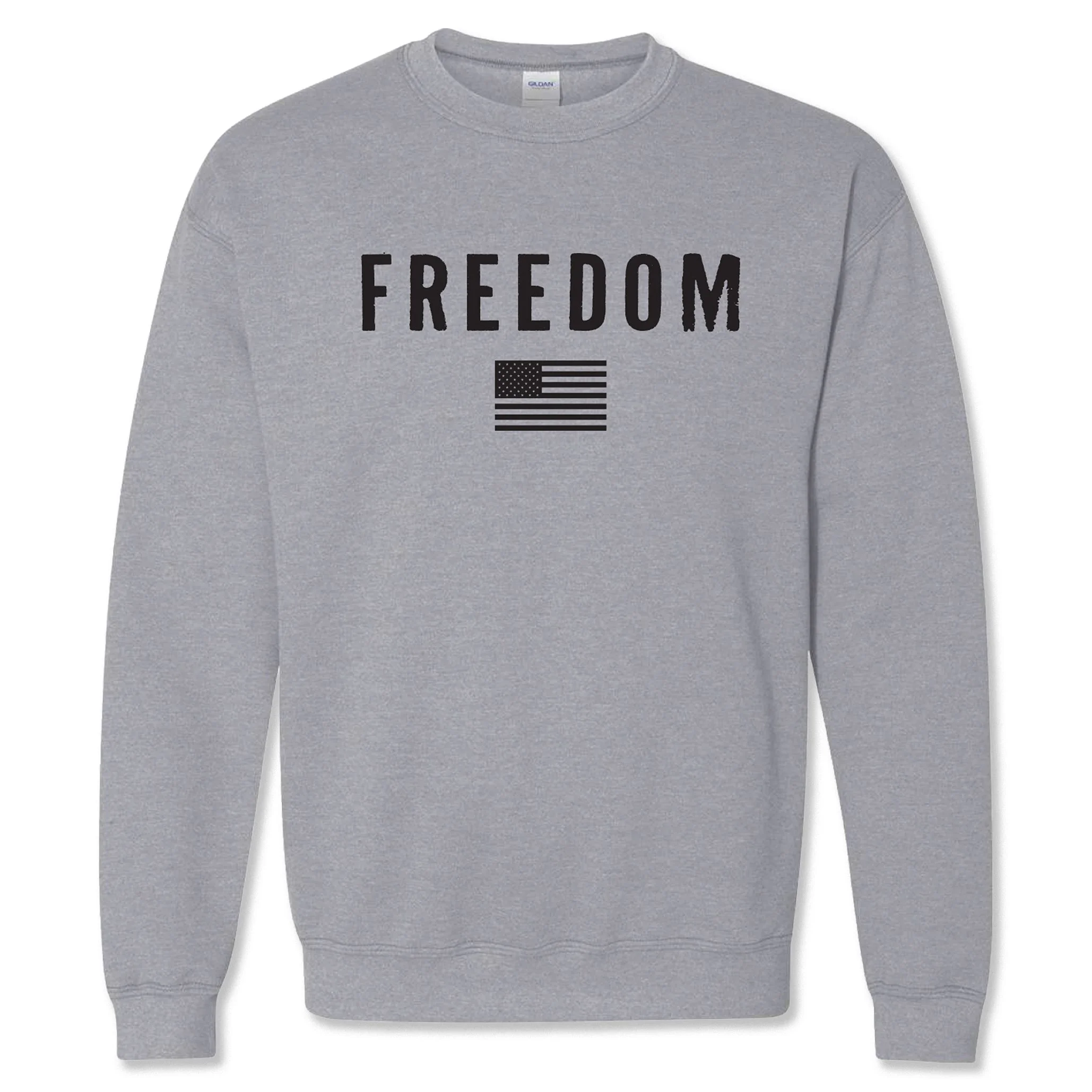 Great American Shirt Company - Freedom Men’s Crewneck Sweatshirt in Grey Color, zoomed in