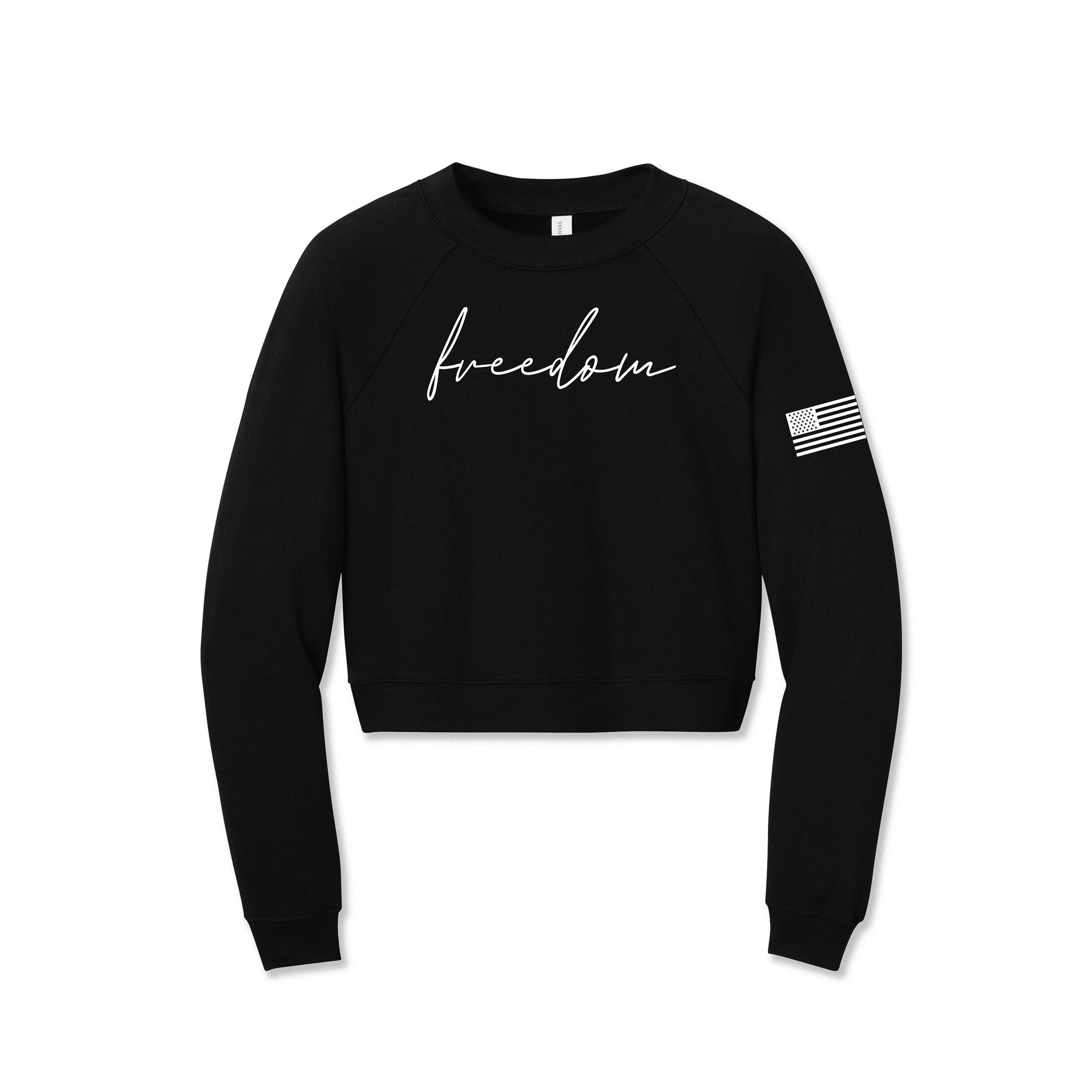 Great American Shirt Company - Freedom Crop Crewneck Sweatshirt in Black Color