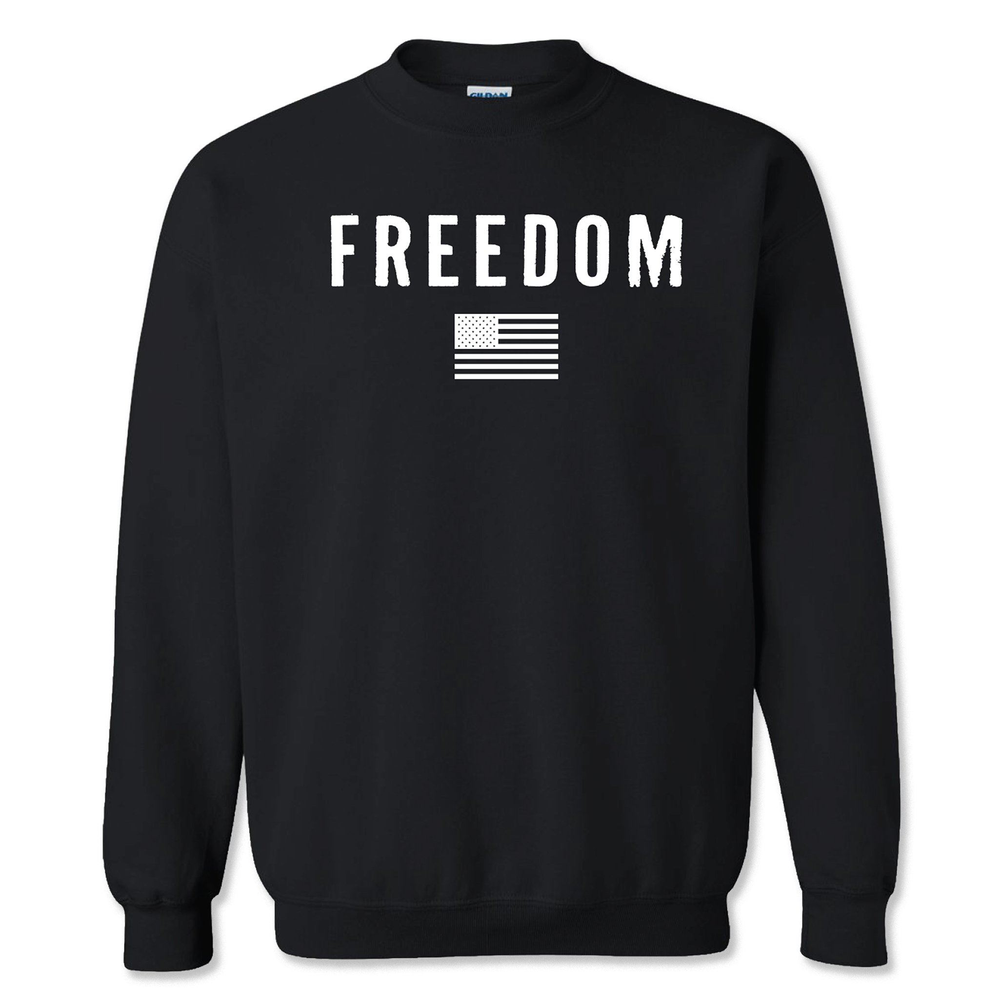 Great American Shirt Company - Freedom Men’s Crewneck Sweatshirt in Black Color, zoomed in
