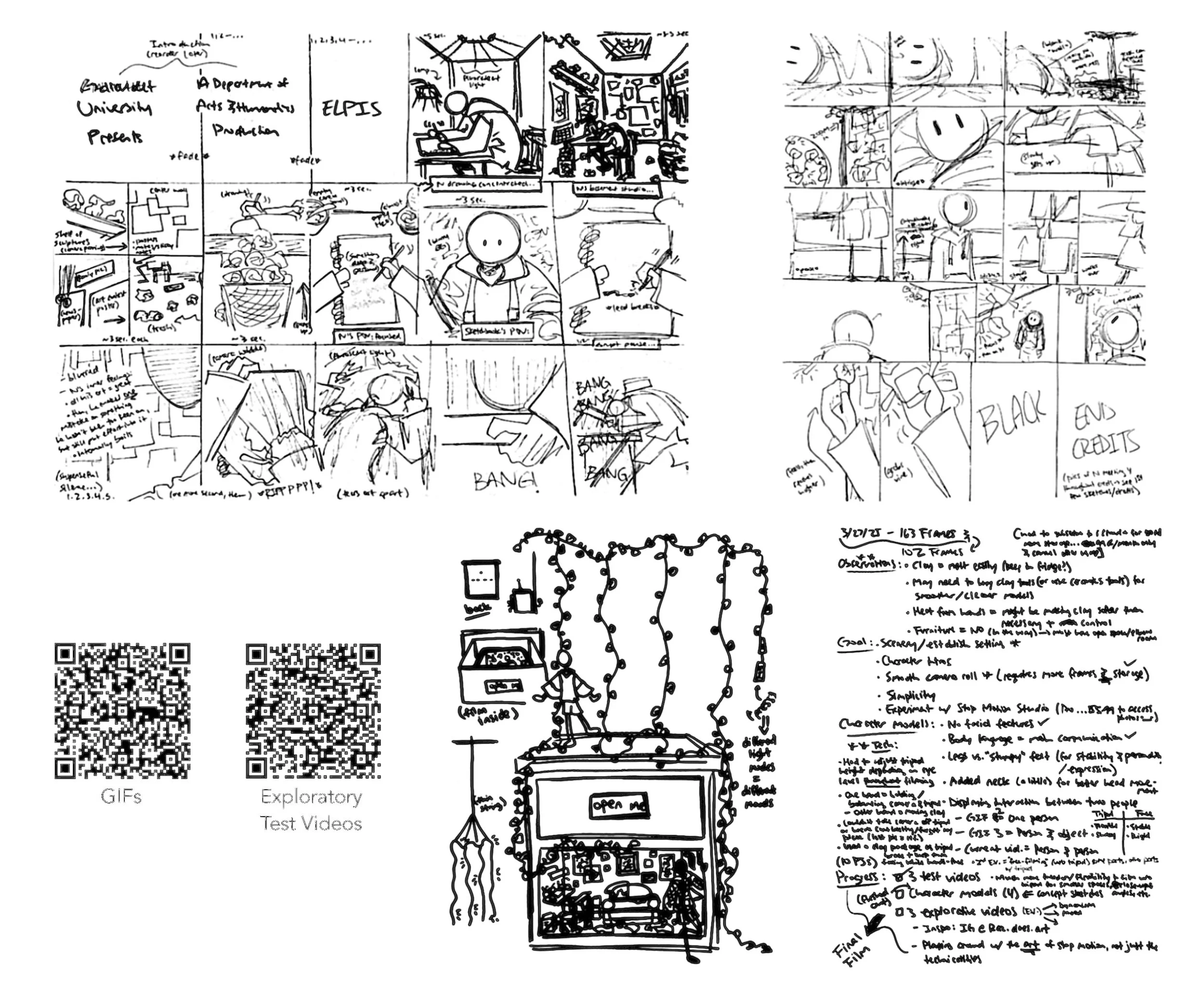 Storyboard, test videos, and feedback.