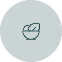 Line drawing of a bowl of salad with lettuce and vegetables