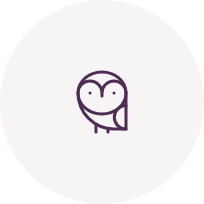 Simple line drawing of an owl with a round body and large eyes
