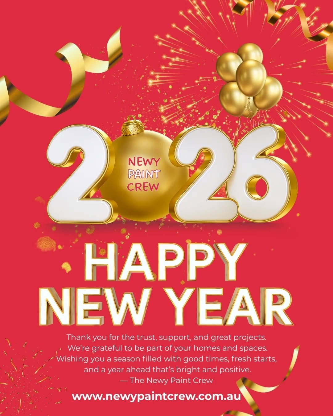 Happy New Year! Wishing you a successful and positive 2026!

#HappyNewYear #NewYeaCelebration #NewyPaintCrew #OIPainter #NewcastlePainter