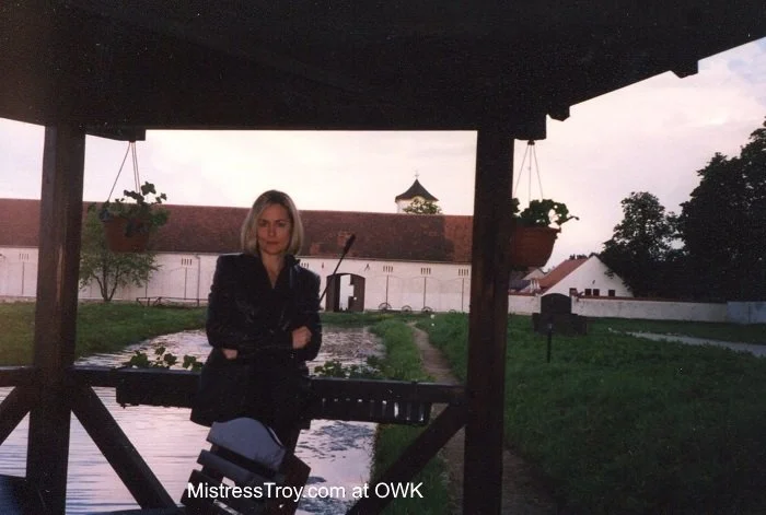 Mistress Troy & OWK Riding Hall in the background, June 2001
