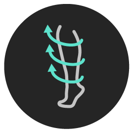an icon in a line style of a calf with arrows wrapping around it upwards