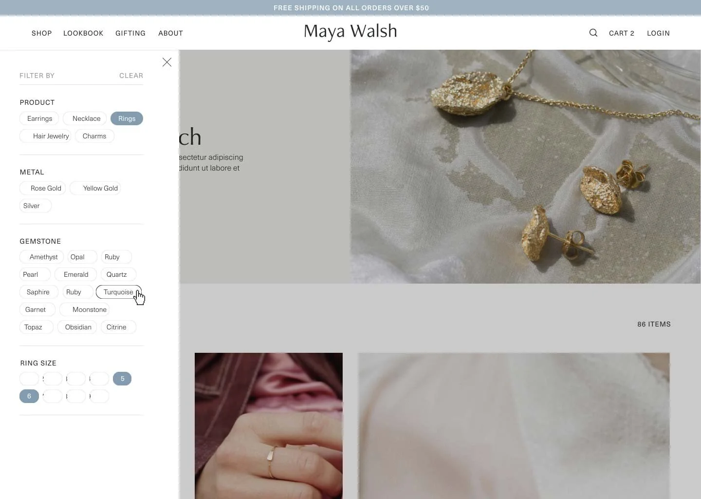 Lustre Shopify theme filter design