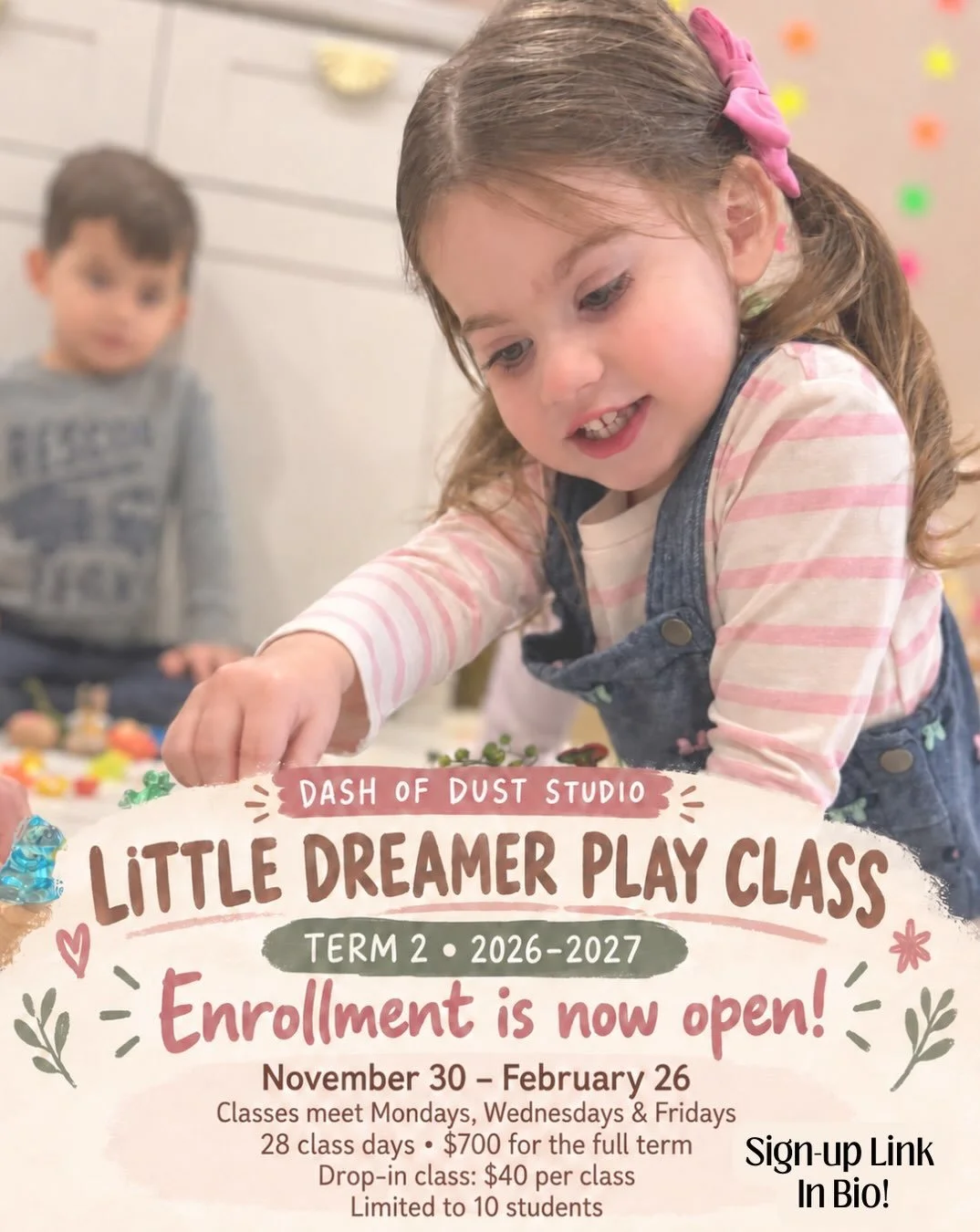 ✨ LITTLE DREAMER TERM 2 IS OFFICIALLY OPEN ✨

And we are only taking 10 little dreamers.

This isn&rsquo;t just a class. It&rsquo;s where friendships bloom, confidence grows, and magic happens daily with Miss Tania. 🎨💕

🗓️ TERM 2: Nov 30 - Feb 26
