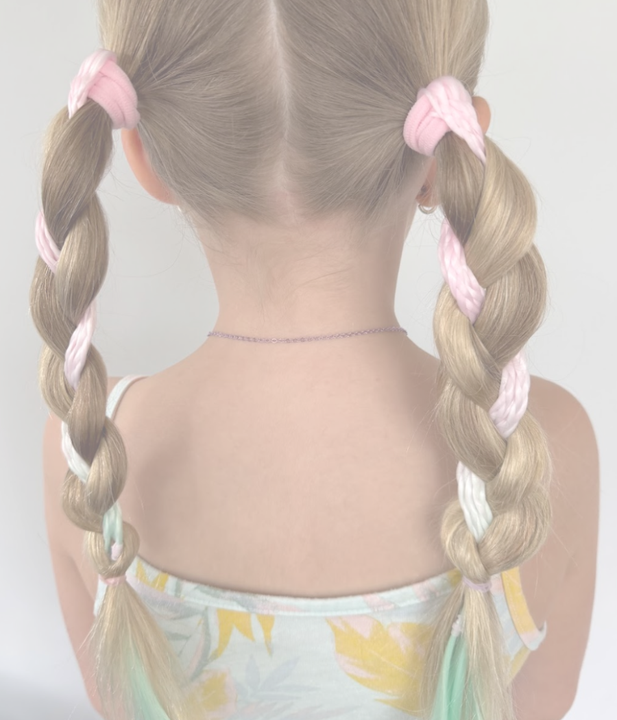 Glamorous princess hairstyle with braids and ribbon – Glow Up event for children in Downers Grove