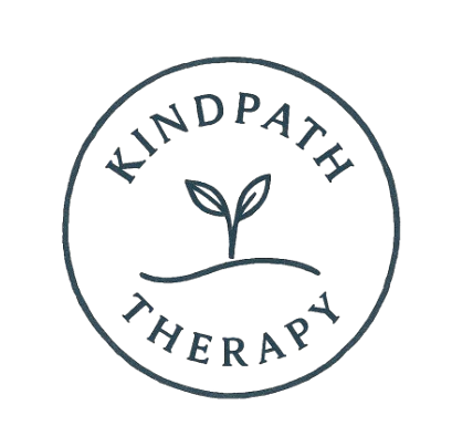 Logo of Kindpath Therapy with a minimalist design of a sprouting plant inside a circle.