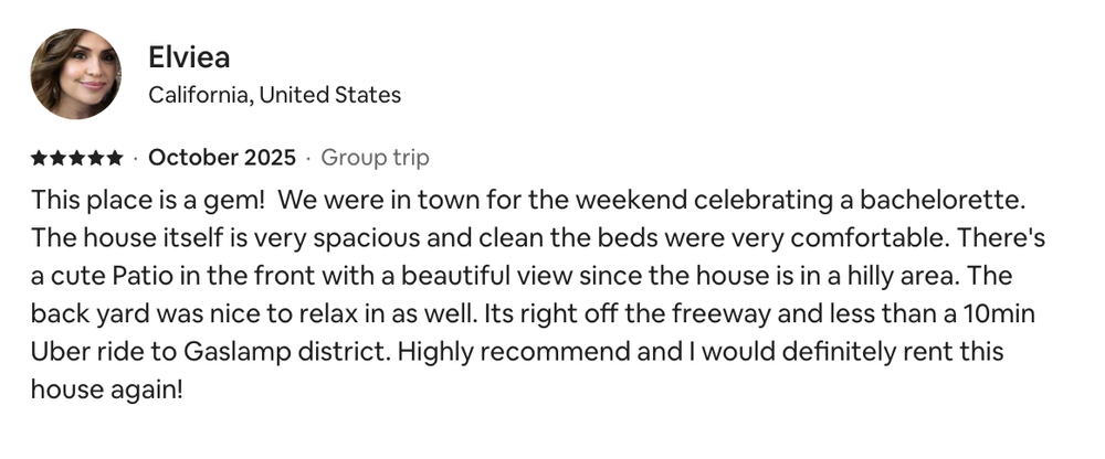 Airbnb Review Screenshot