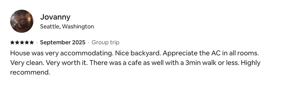 Airbnb Review Screenshot