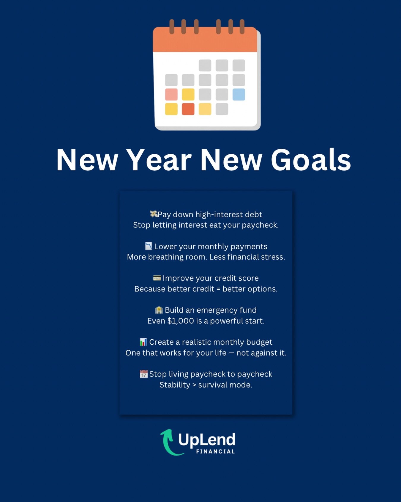 2026 is YOUR year 🤍

Less debt. More clarity. Better credit.

Your money should support your life &mdash; not stress you out.

#FinancialGoals2026 #DebtFreeJourney #MoneyMindset #UpLendFinancial
