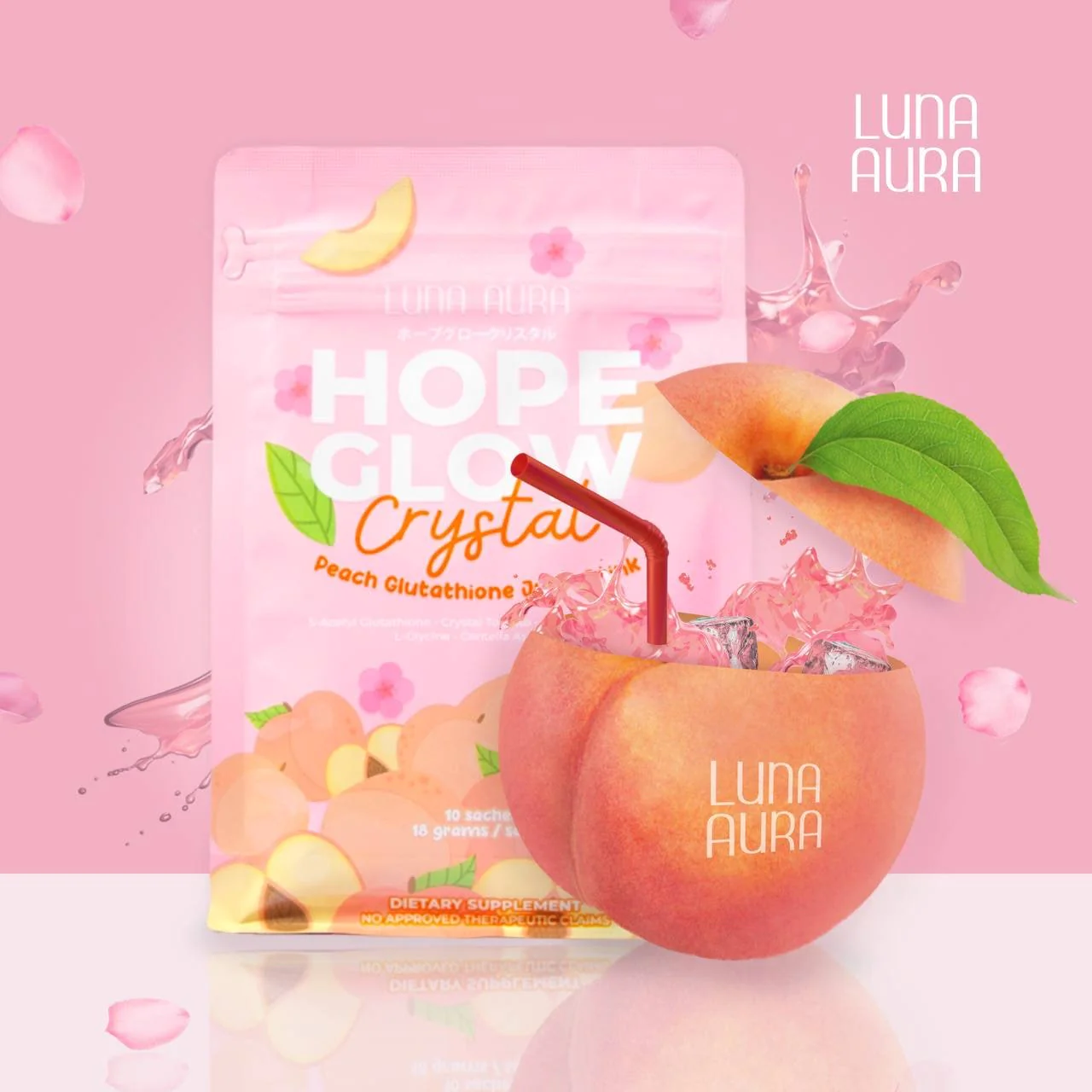 Hope Glow Crystal Peach Glutathione Juice Drink  Beaute Bizz Canada