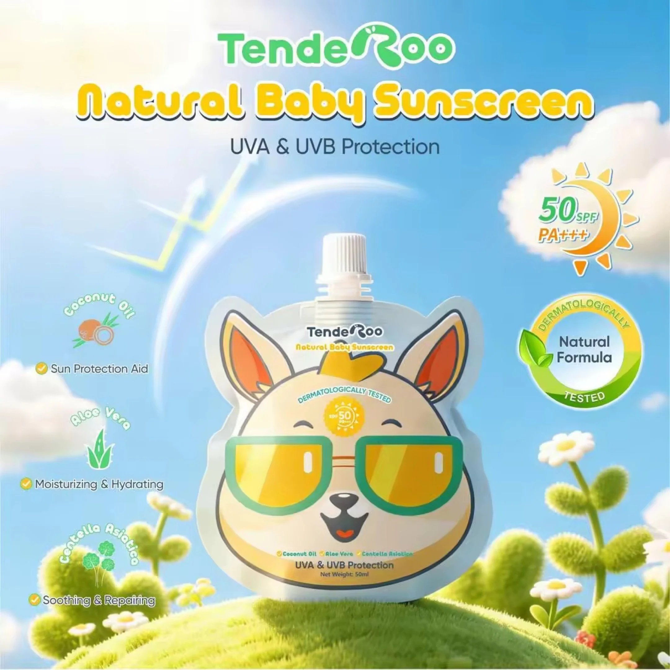 Tenderoo Natural Baby Sunscreen SPF50 PA+++ 50ml