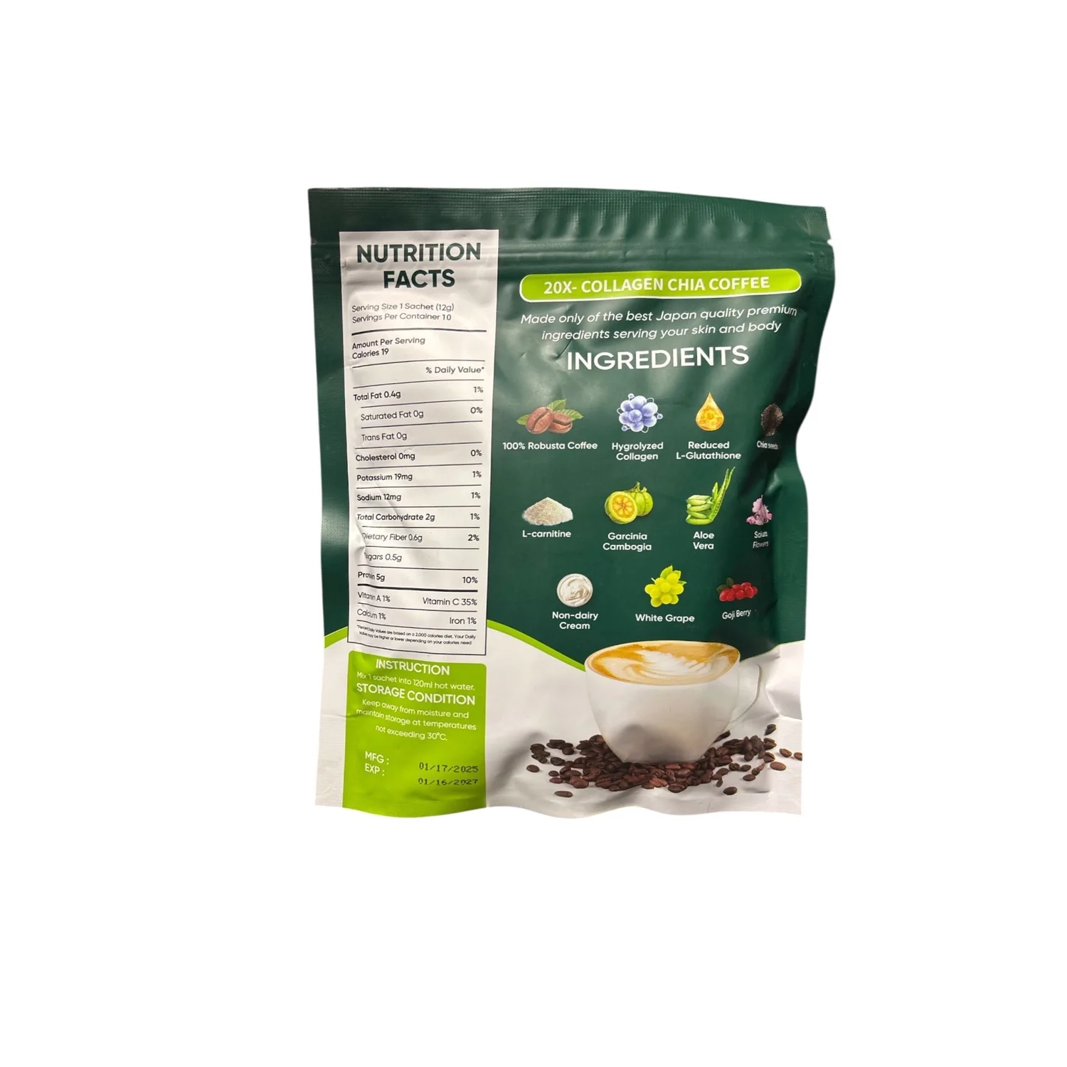 Fitgum 20x Collagen Chia Coffee Mix 11 in 1 — Beaute Bizz Canada