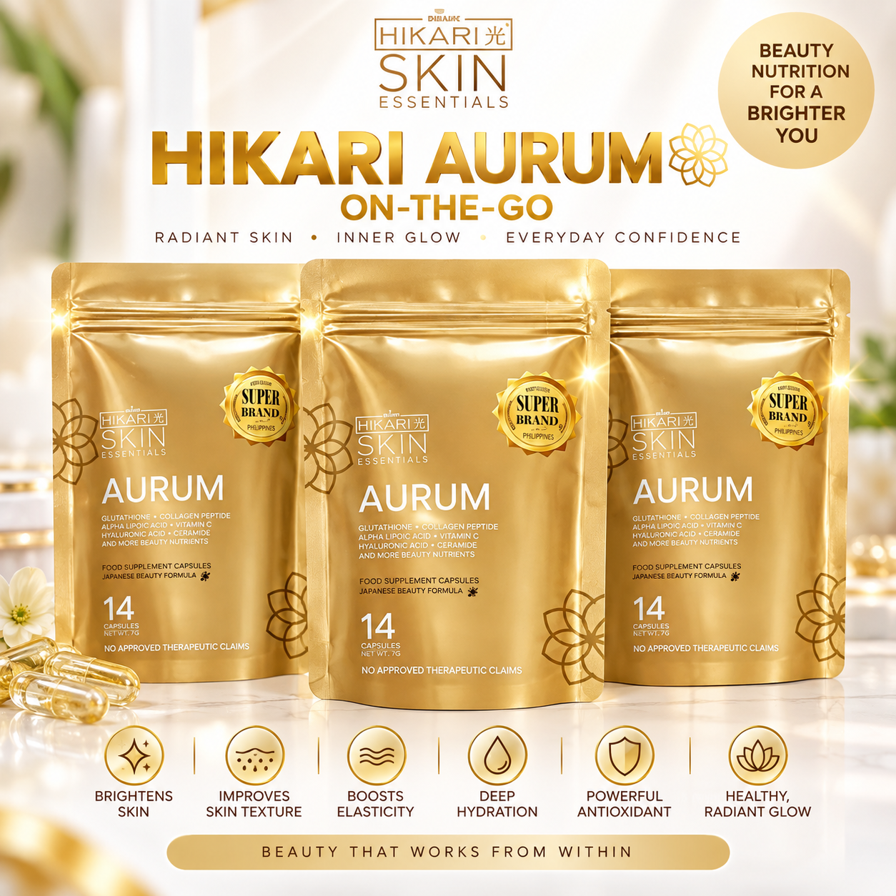 HIKARI AURUM 3 POUCHES - 14 Capsules/Pouch (New Packaging)