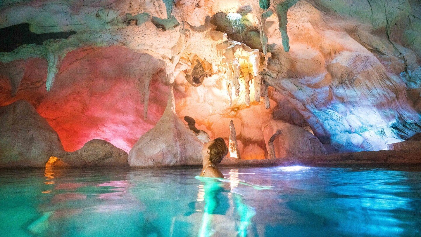 Grotto with swimmer in the Lights.jpg
