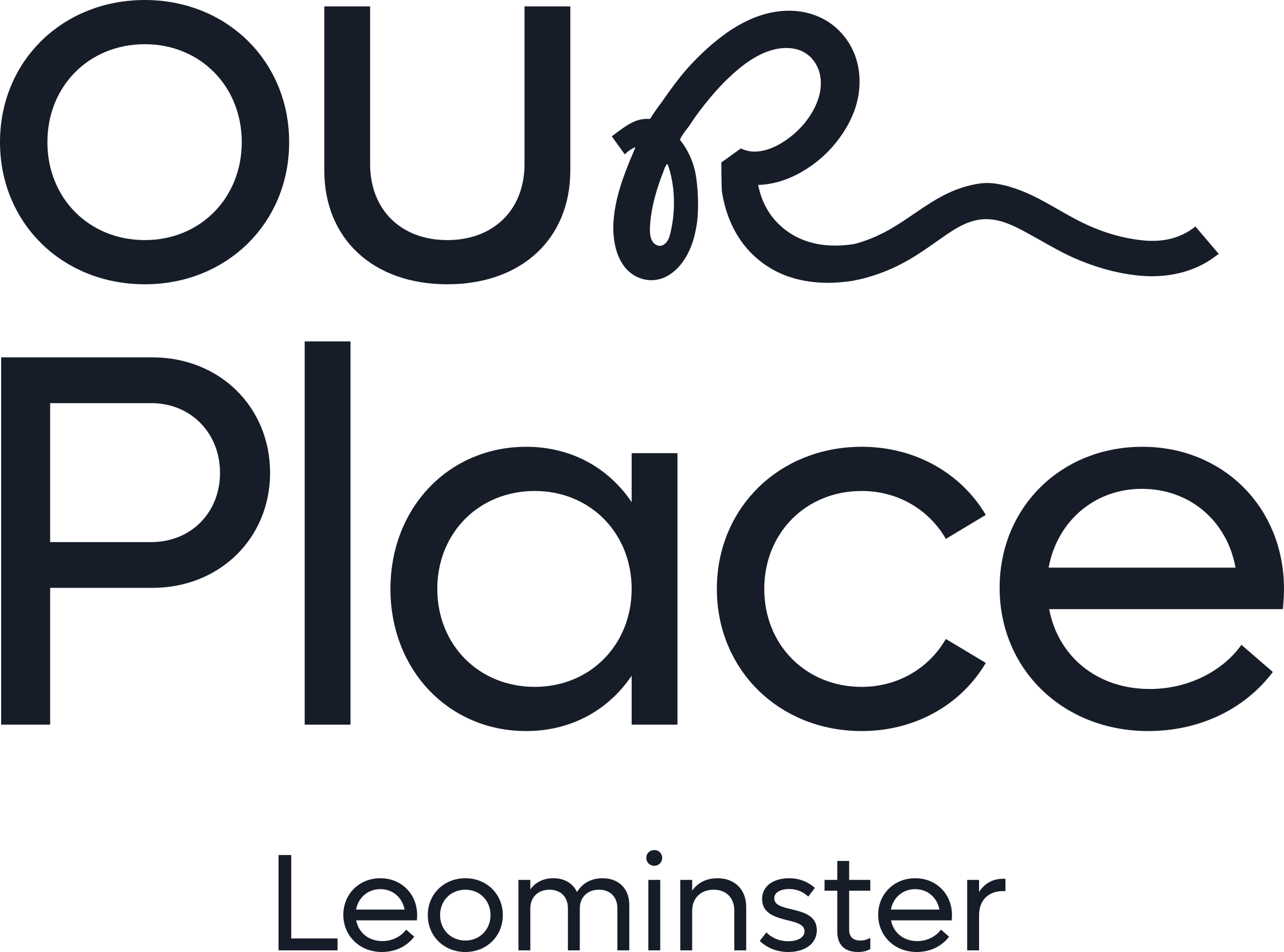 Text logo reading 'Our Place Leominster' with the words displayed in varied font sizes and styles.