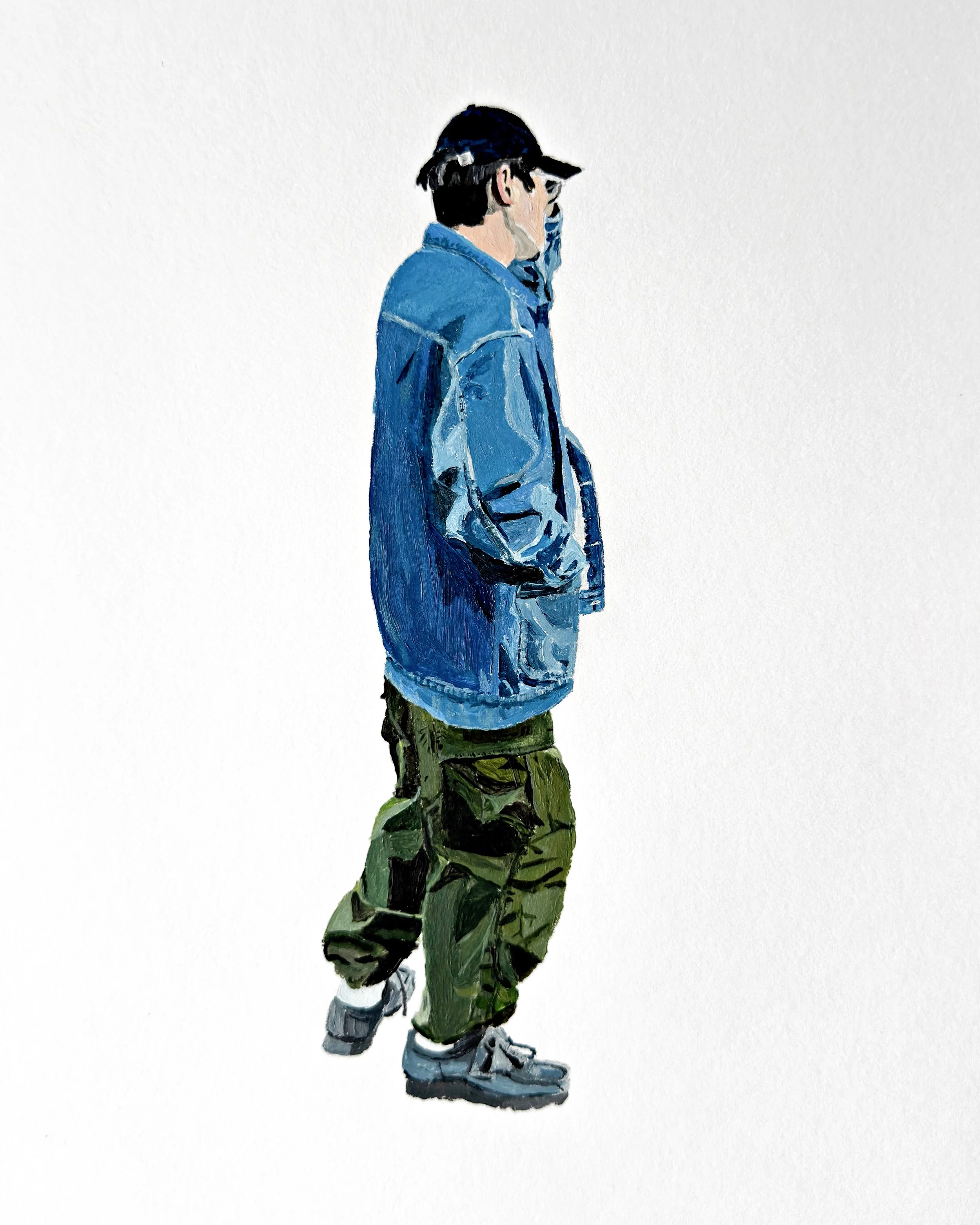 Profile Figure, Denim Jacket and Cargo - Acrylic on paper