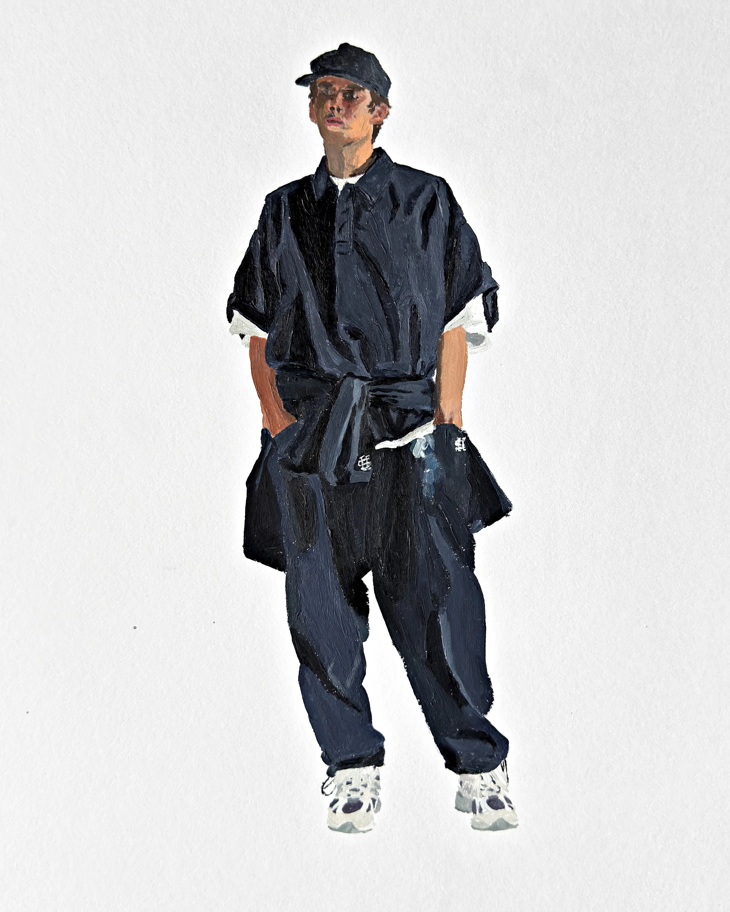 Standing Figure, Dark Uniform - Acrylic on paper