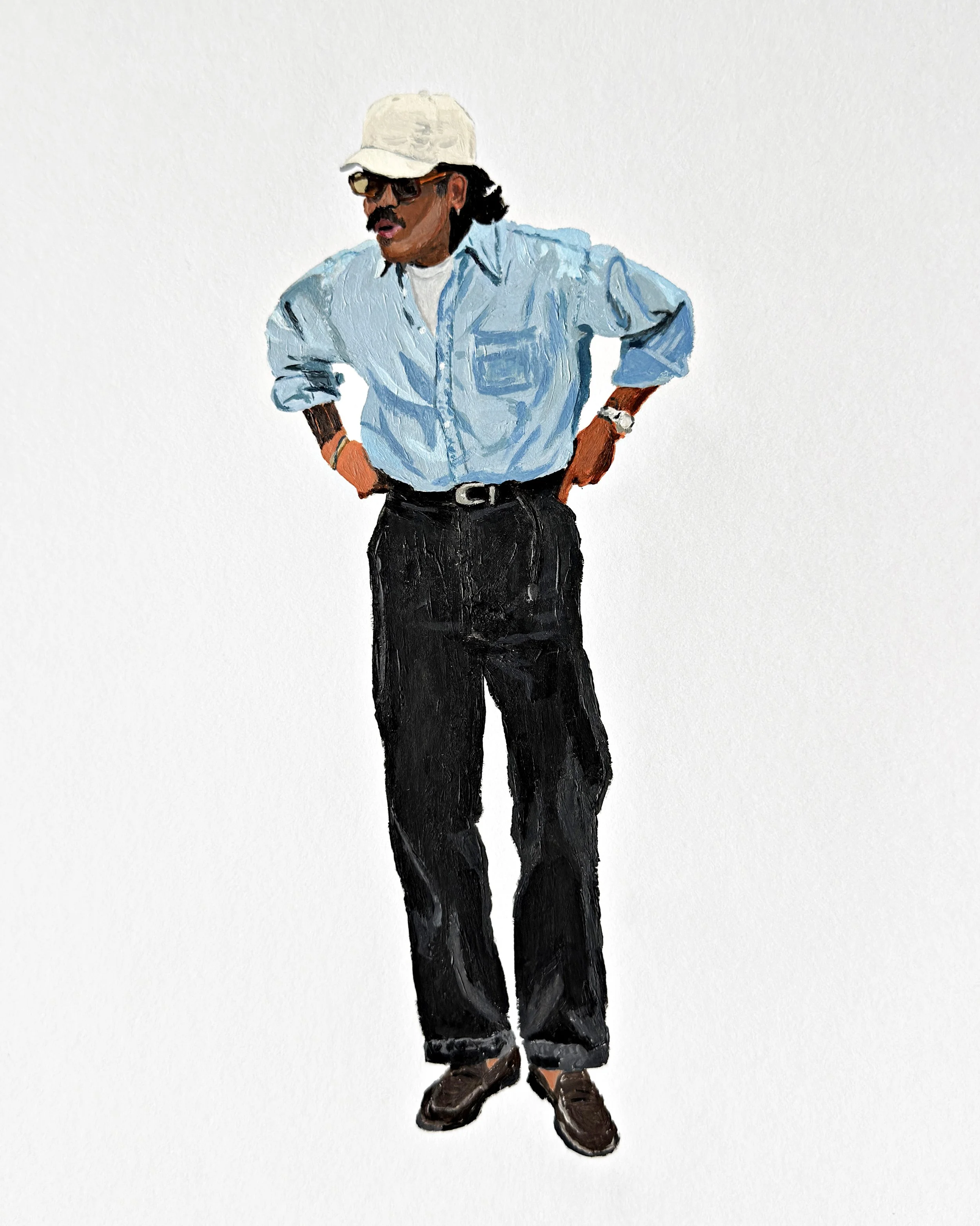 Standing Figure, Blue Shirt Movement - Acrylic on paper