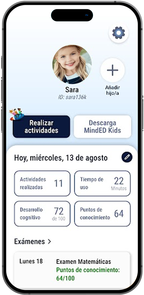MindED - panel de control en teléfono