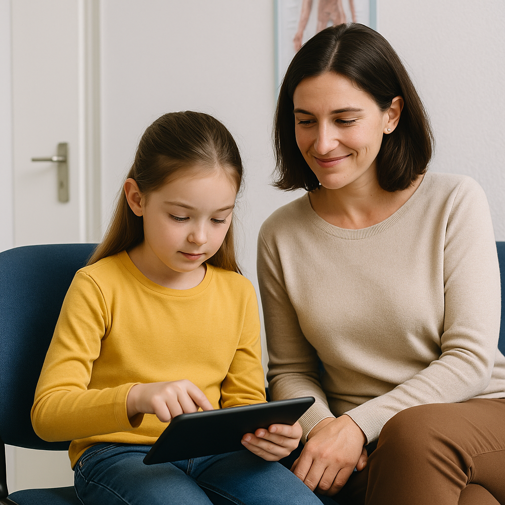 Madre e hija usando App Educativa MindED