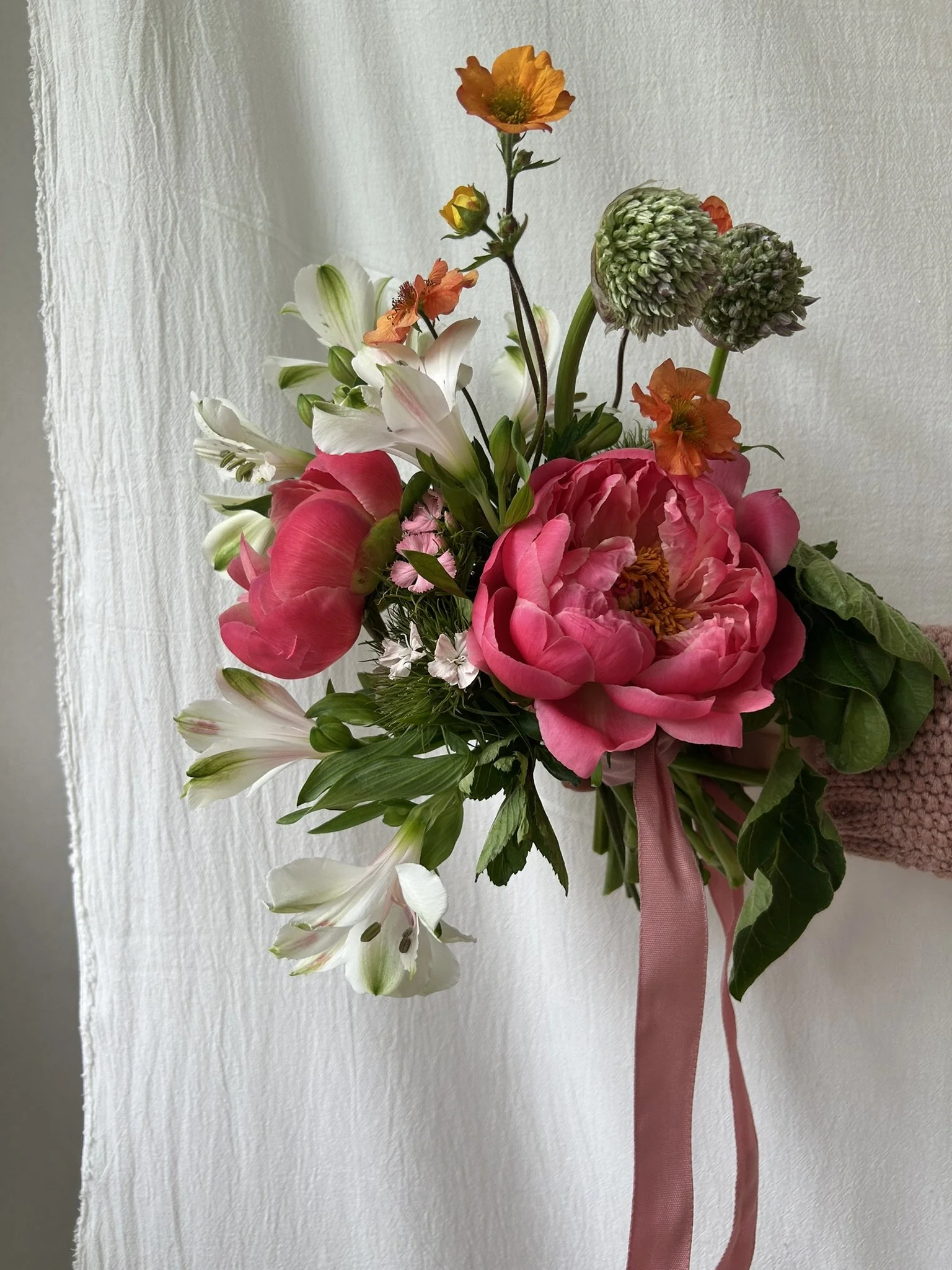 A punchy pastel bridal bouquet