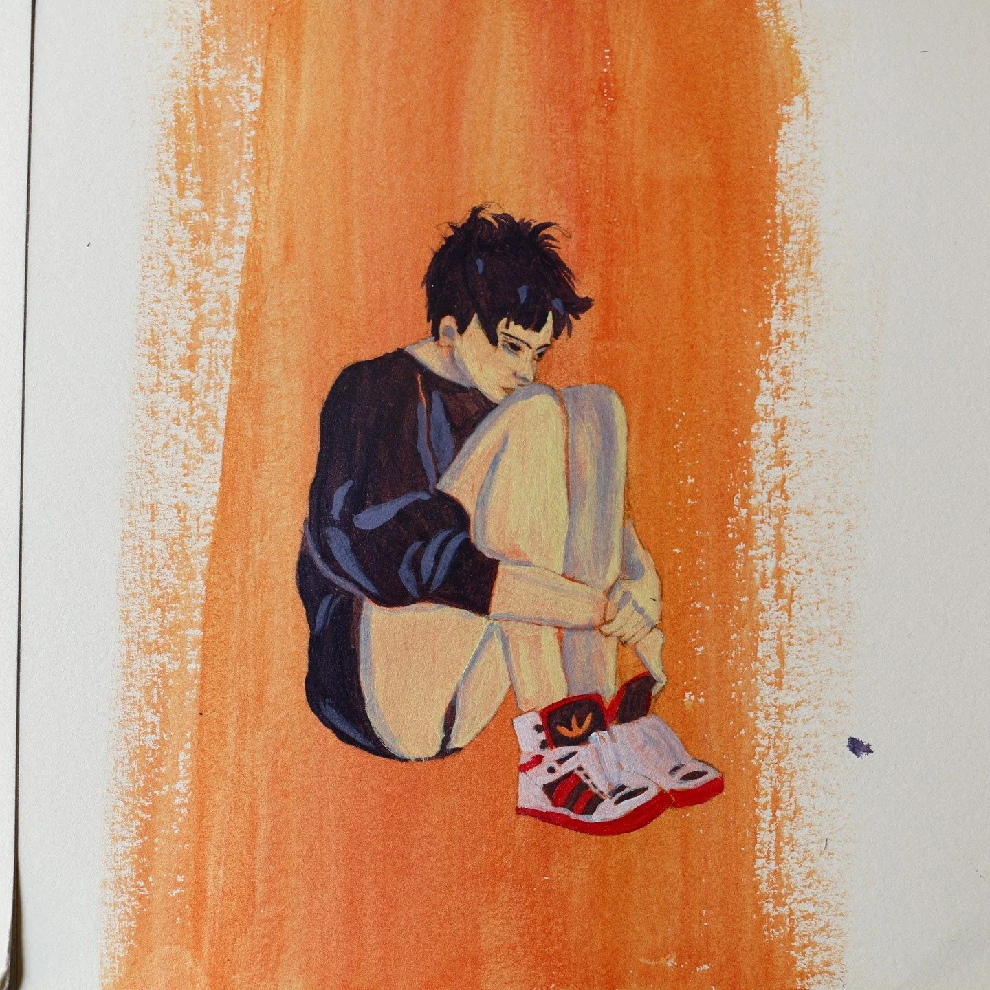 c'&eacute;tait vraiment du pur kiff ctexercice-l&agrave; ! 
que de l'acrylique et du crayon &agrave; papier en dessous.

en + mon acrylique rouge fait des paillettes huhu c'est trop beau

#sketchbook #portrait #acrylicartwork #acrylicart