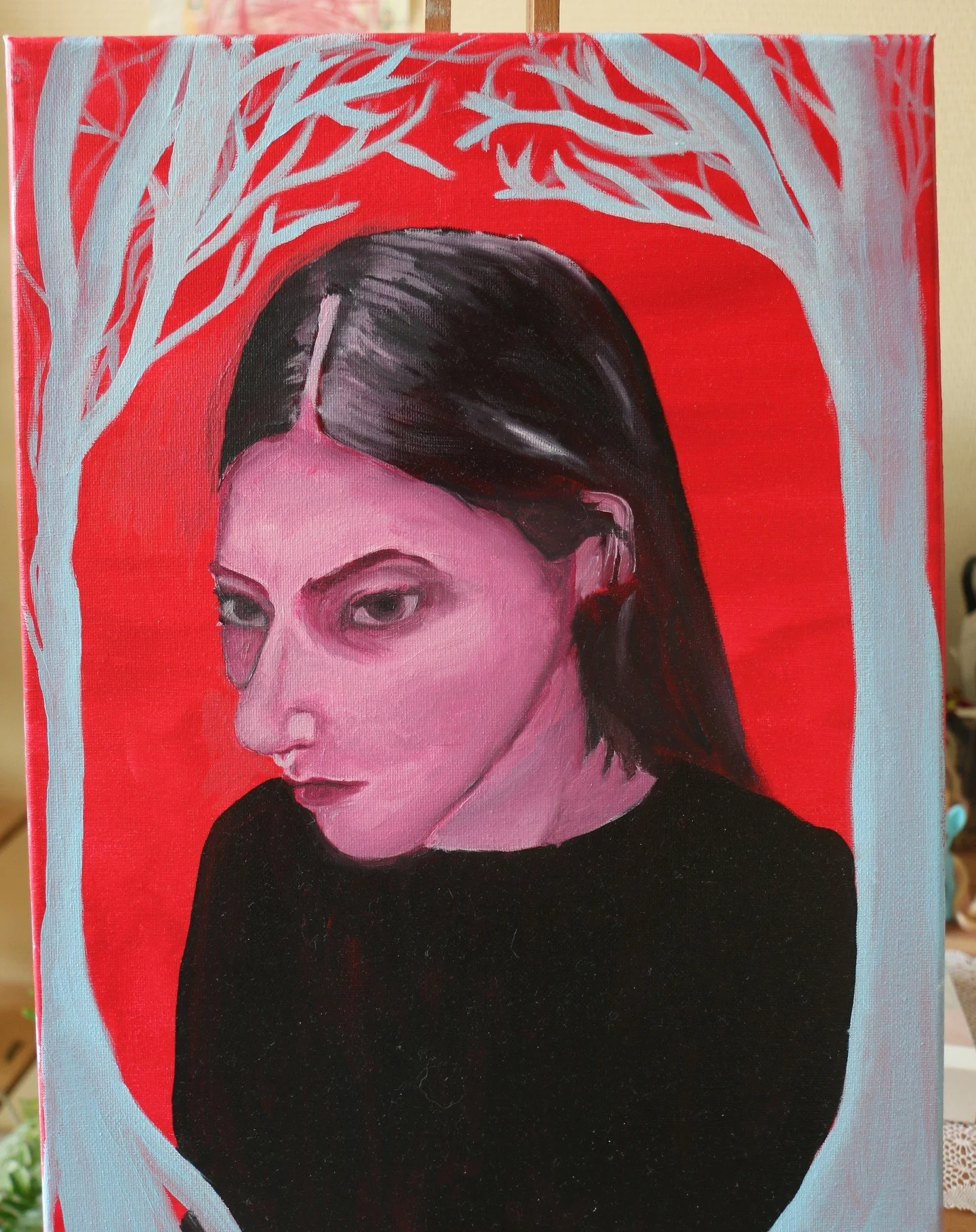 premi&egrave;re tentative de peinture &agrave; l'huile :P (avec un fond en acrylique) 
merci &agrave; @marion.dssrt d'avoir pos&eacute; pour la photo alors qu'elle avait pas trop le time &lt;3 &lt;3 &lt;3 
30x40

#oilpainting #oilportrait #portraitpa