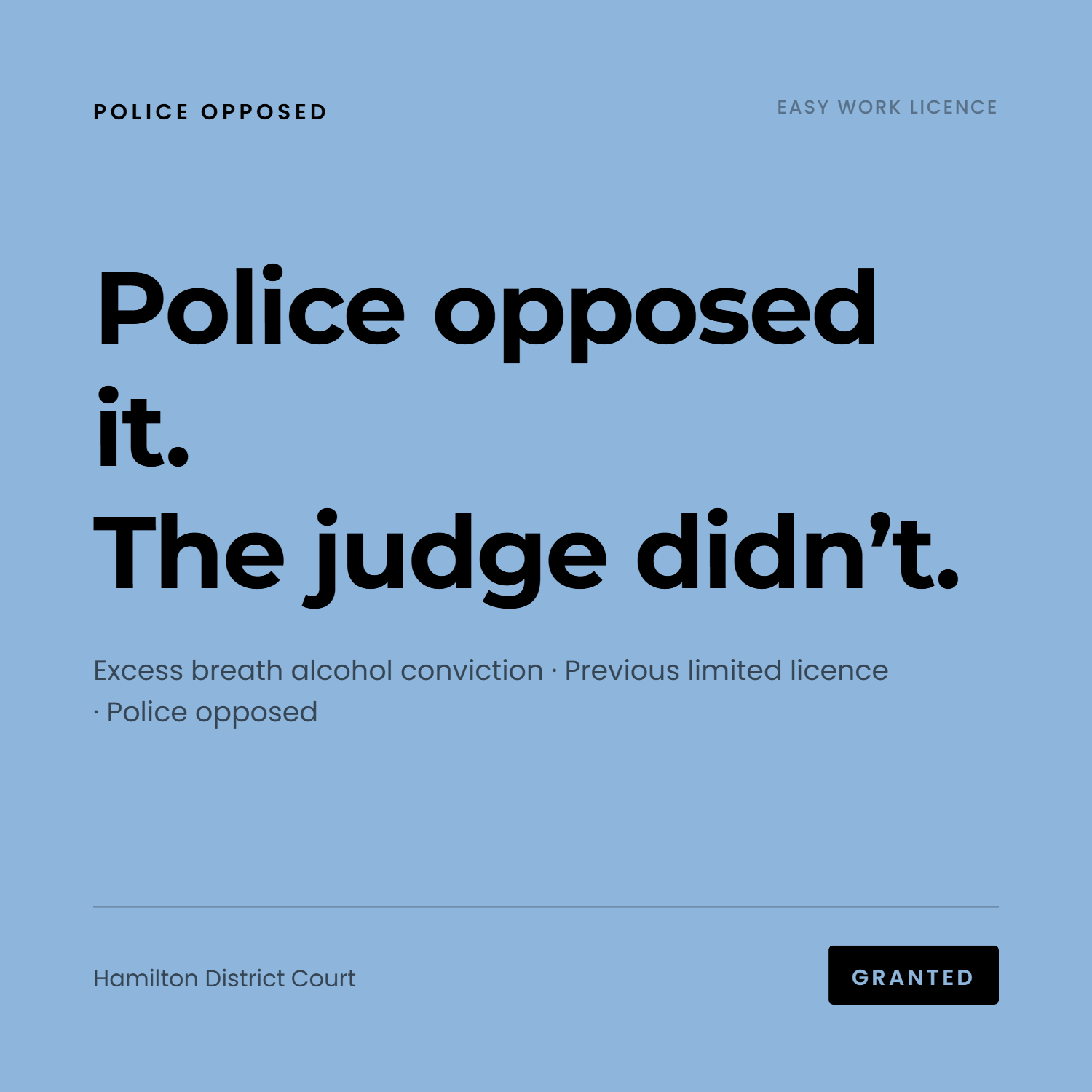 Police opposed his limited licence. The judge granted it anyway.