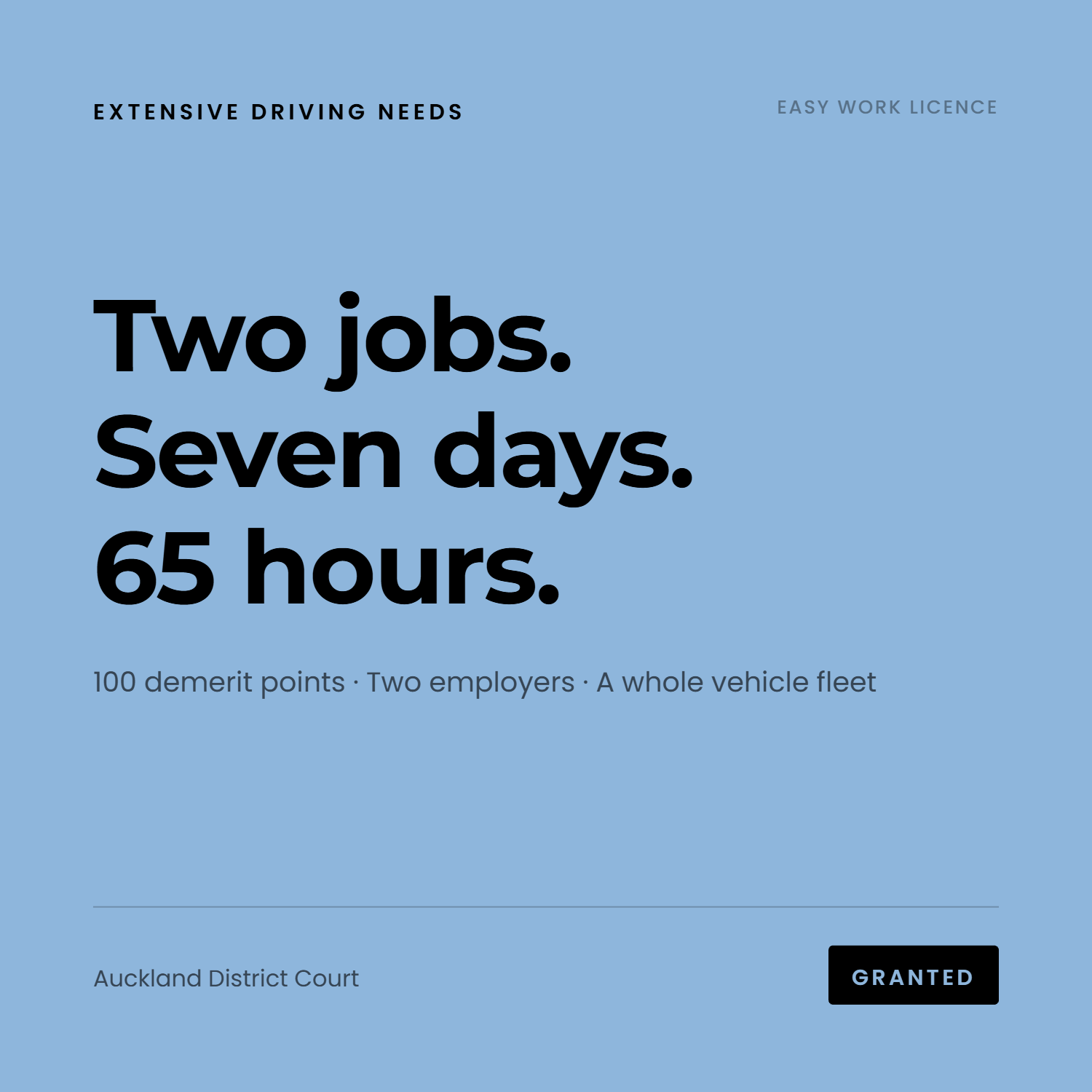 Two driving jobs, seven days a week. Granted. 
