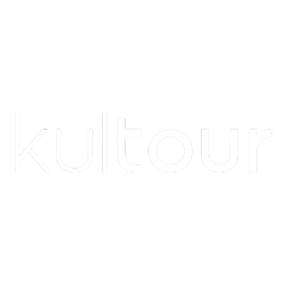 Das Logo von Kultur, das schwarz und weiß ist, mit dem Wort 'kultour' in großen weißen Buchstaben auf schwarzem Hintergrund.