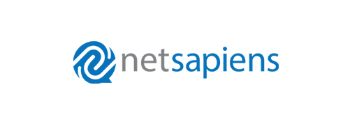NetSapiens logo with a stylized blue wave icon and the company name in gray and blue text.