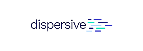 The word 'dispersive' with a stylized, horizontal, multicolored wave design.