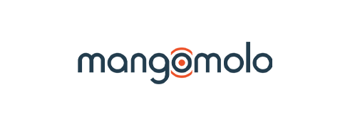 Mangomola logo with stylized text and a circular design element in the letter 'o'