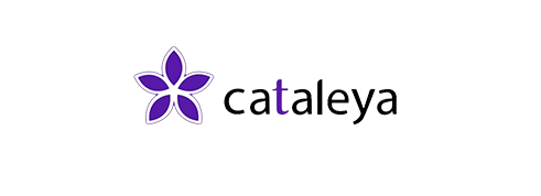 A logo with a purple flower icon and the word 'cataleya' in black, lowercase letters.