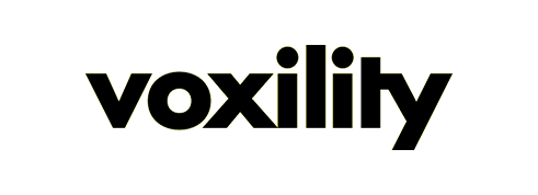 The word 'voxility' in yellow outline font against a black background.