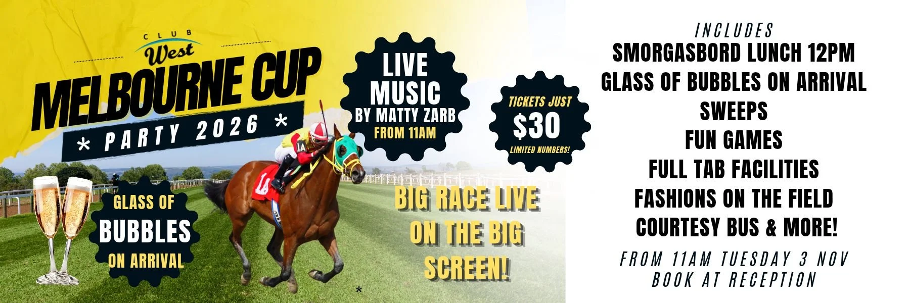 Melbourne Cup Party + All-You-Can-Eat Smorgasbord 