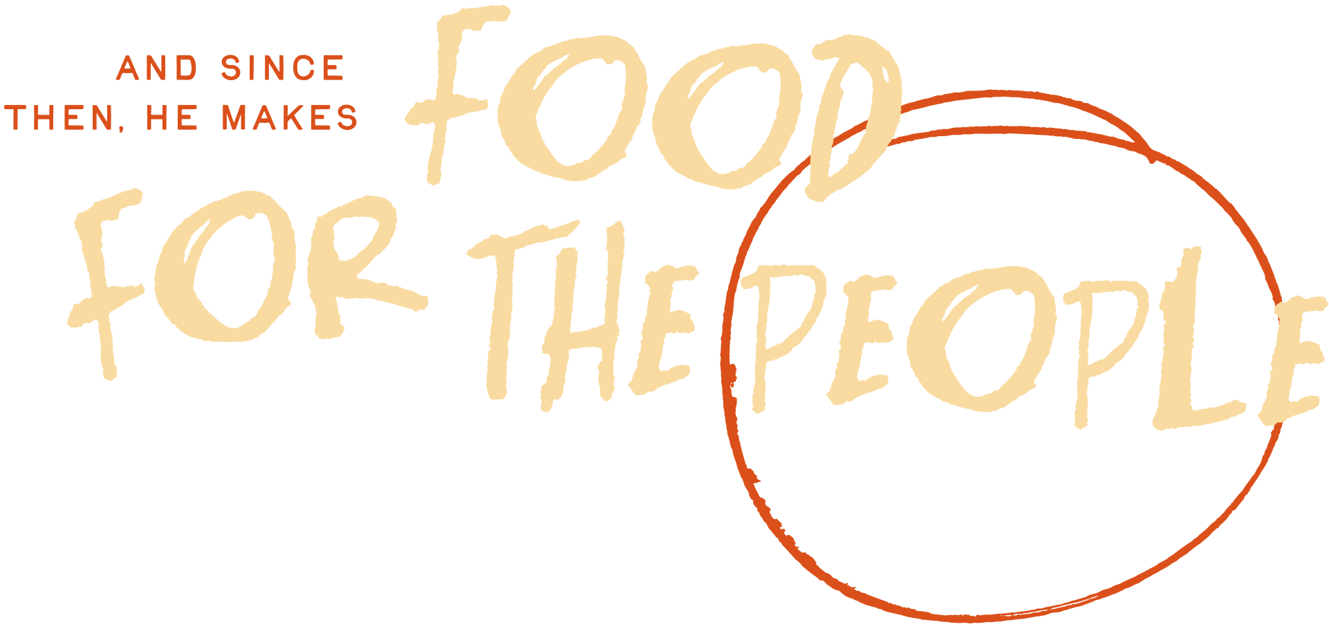 Text in einer grafischen Gestaltung, der sagt: 'And since then, he makes food for the people'