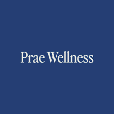 Prae Wellness logo on a navy background.