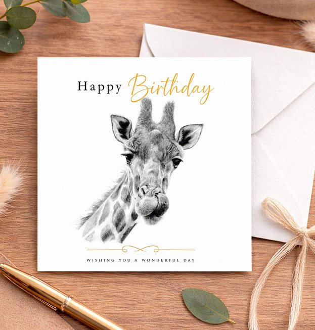 Giraffe Wildlife - Birthday Card