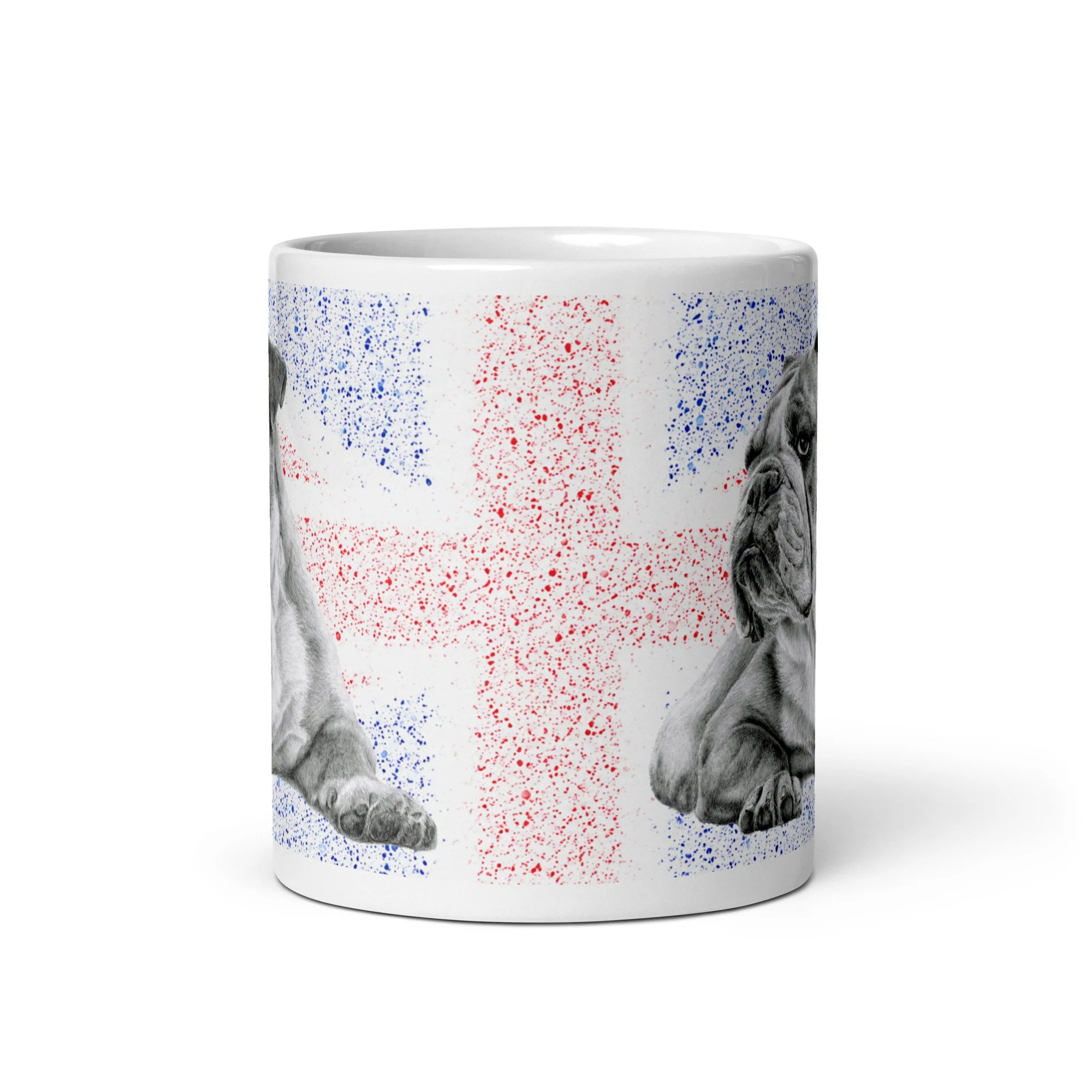 Original artwork mug featuring a British Bulldog on an 11oz white ceramic mug.