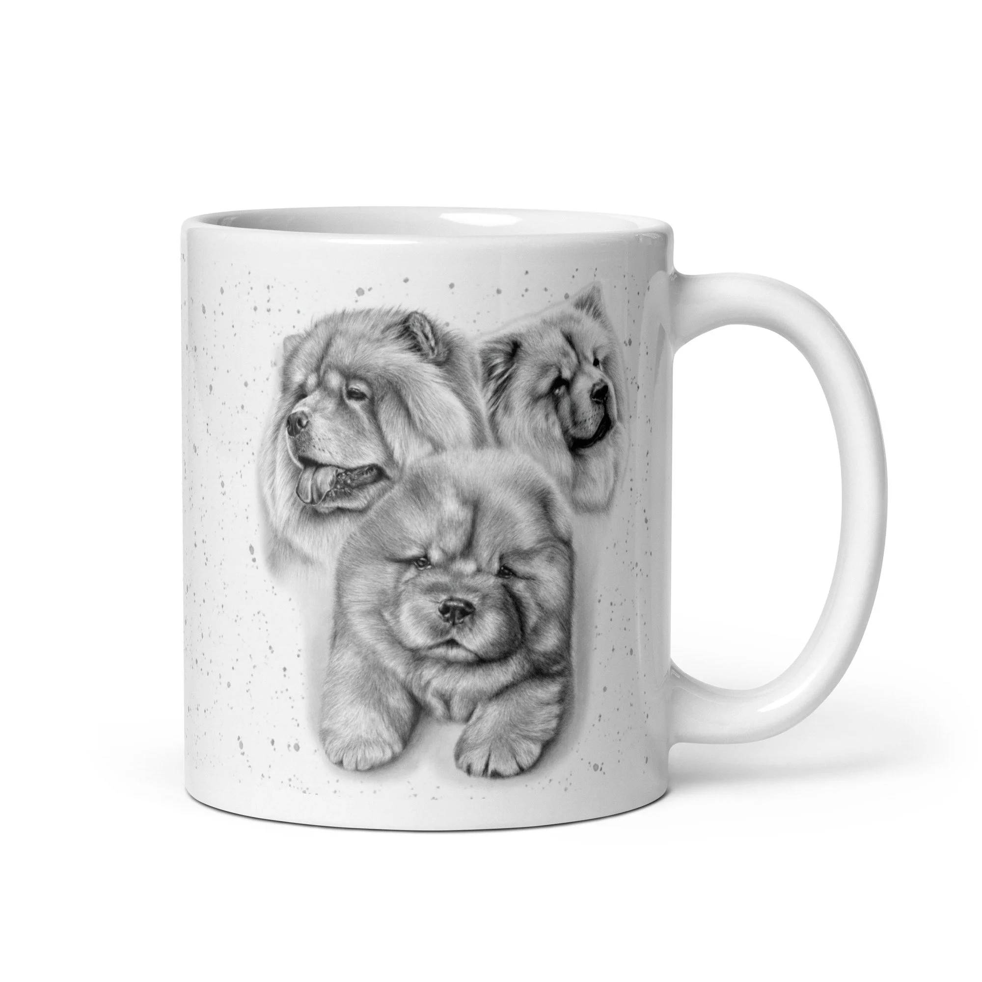 White ceramic 11oz mug featuring original Chow Chow artwork by UK artist Matt Lloyd with a clean, stylish design.