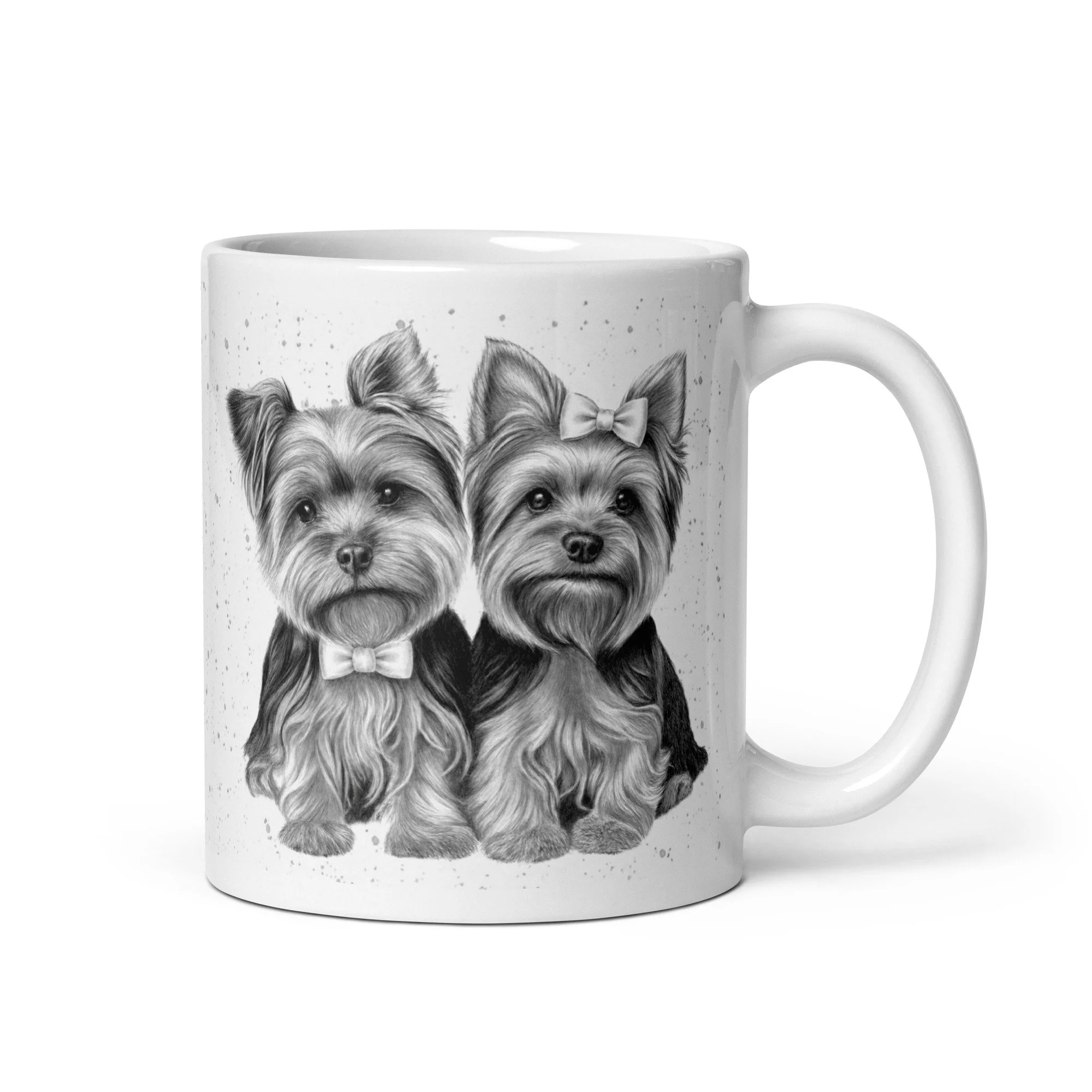 Yorkshire Terrier Mug | Black & White Fleck Design | 11oz Ceramic Mug