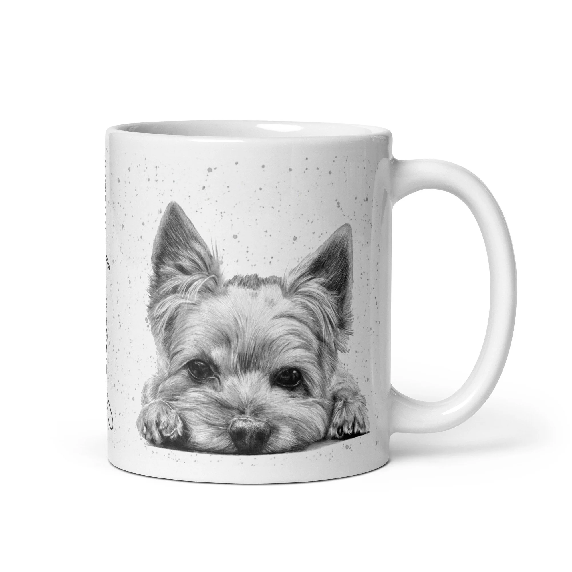 Yorkshire Terrier mug featuring original artwork by Matt Lloyd with signature lettering.