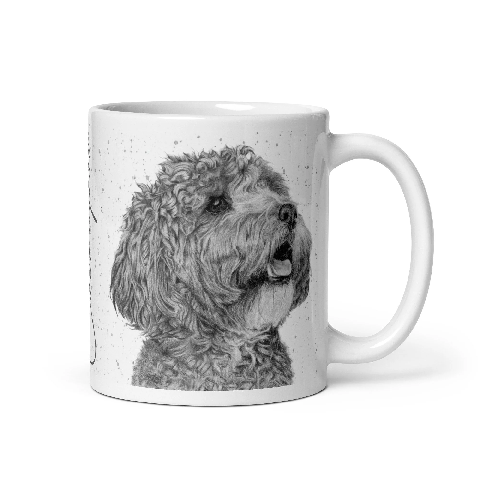 Cockapoo mug featuring original artwork by Matt Lloyd with signature lettering.